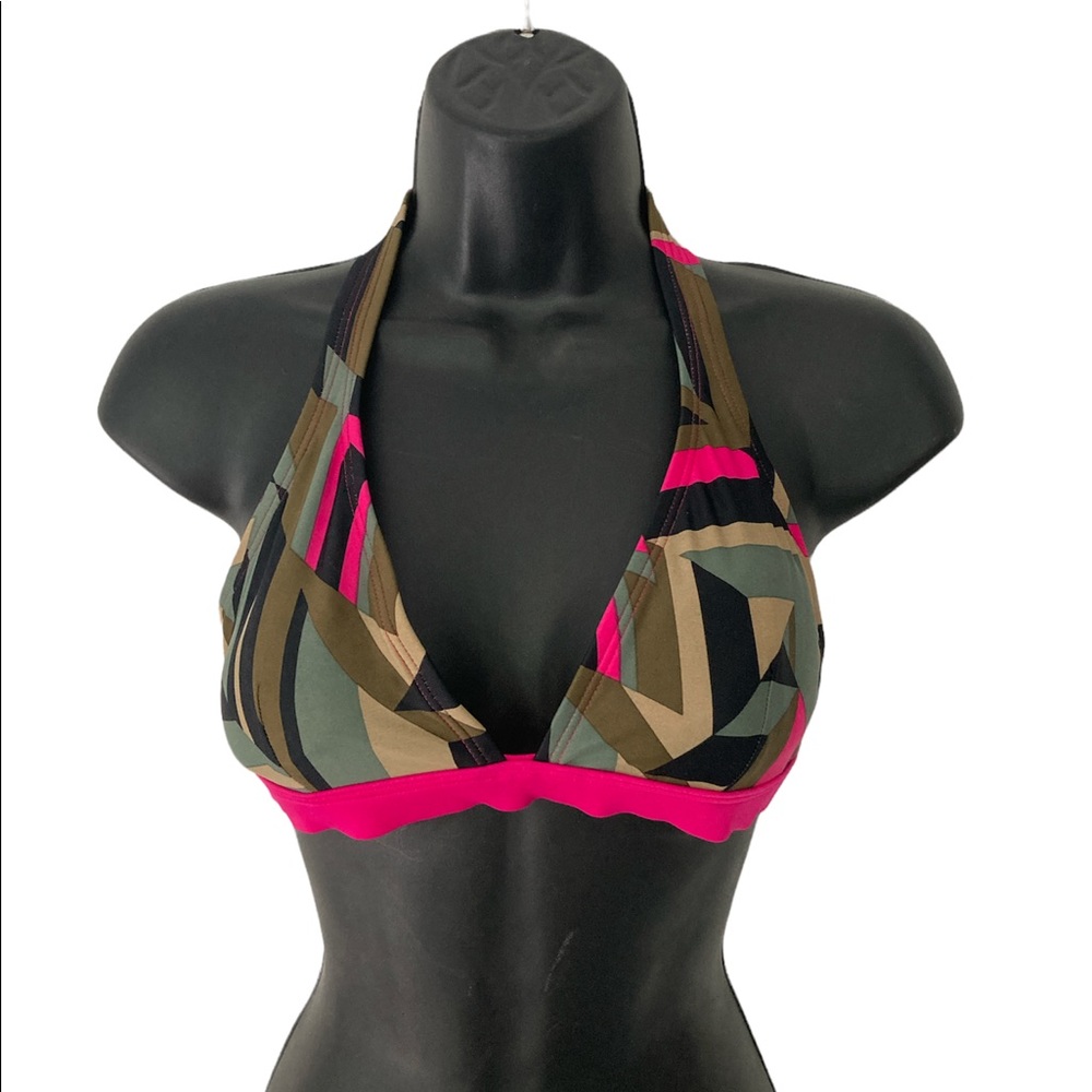 Patagonia Multicolor Halter Bikini Top with Pink Trim